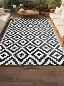 1pc Summer New Carpet, Reversible Outdoor Rug, Made Of Polypropylene, Foldable, Suitable For RV Camping, Outdoor Patio, Backyard And Picnics, Lightweight & Portable, Easy To Clean, Applicable For Spring And Summer Use [Gift Packaging: Gift Bag + Tent Peg + Gift-Grade Plastic Sealing] - Multicolor - View 6