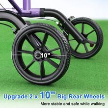 WALK MATE 2 In 1 Rollator Walker Transport Chair For Seniors, 10" Wheels Medical Rollator For Seniors With Widen Seat Backrest, Detachable & Adjustable Footrests Folding Walker Wheelchair Combo - Purple - View 4