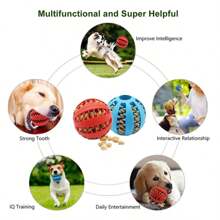 1PC Dog Chew Ball Toy | Natural Rubber Teeth Cleaning Interactive Chew Toy With Snack Pocket | Before-After Whitening Pet Dental Toy For Outdoor Training Reward (Christmas/Birthday Gift)