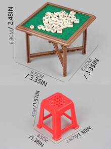 1 pièce Mini Set de table de Mahjong avec tabourets miniatures, échecs, go, blocs de construction, dames, jouets pour maison de poupée, accessoires de salle de Mahjong miniature à l'échelle 1:12, couleur aléatoire
