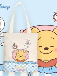 Disney Disney Pooh Bear Cartoon Chic Canvas Shoulder Bag, Minimalist & Suitable For Student School, Female,School Supplies,Back To School
