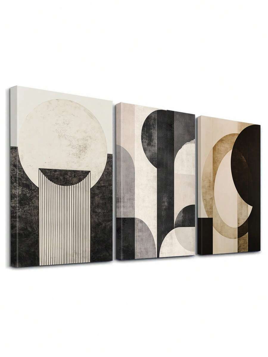 3pcs Minimalist Poster, Modern Wall Arts, Bohemia Poster, Abstract Posters, Classic Room Aesthetic, Elegant Home Decor, Classic Paintings, Room Aesthetic, Ideal Gift, For Living Room, Bedroom, Optional Frame ,Wall Art With Frame - 3Pcs/Set - View 1