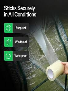 1 rolka taśmy naprawczej do szklarni, taśma uszczelniająca do okien, wiatroszczelna taśma naprawcza. Taśma naprawcza odporna na promieniowanie UV, wiatroszczelna, odporna na plamy, wodoodporna, przezroczysta taśma PE, odpowiednia do naprawy szklarni, łączenia, uszczelniania, gładkiej powierzchni, do użytku na zewnątrz, do pakowania, do domu, użytku komercyjnego, do użytku przemysłowego, konieczna naprawa odporna na wilgoć, zestaw zimowych uszczelek okiennych.