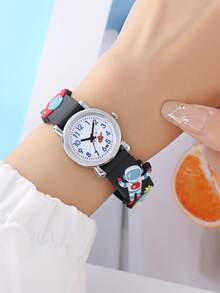 New Student Children's Cartoon Astronaut UFO Spacecraft Astronaut Quartz Watch - Black - View 5