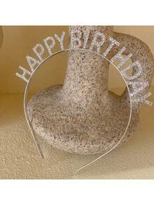 1pc Happy Birthday Headband, Alloy Crystal Tiara Hair Hoop For Students Birthday Party, Prom, Performance - Multicolor - View 7