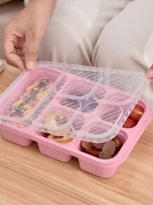1pc Lunch Box, Portable 5-Compartment Food Sealed Container With Lid, Leak Proof Food Storage Box, For Back To School, Class, College, Office, Camping And Picnic, School Supplies, Kitchen Organizers And Storage, Kitchen Accessories
