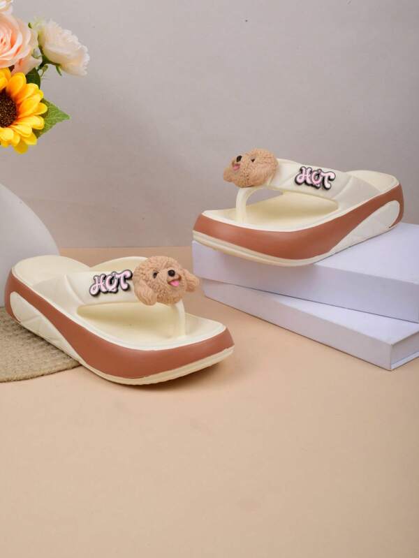 Cute Cartoon Flip Flops Women, Slip-On Slides For Summer, Outdoor & Indoor Anti-Slip Anti-Odor EVA, New 2025 Style