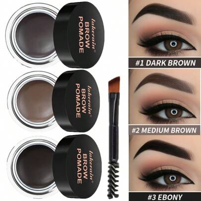 lakerain 6 Colors Eyebrow Enhancers Makeup Waterproof 3D Natural Eye Brow Pomade Eyebrow Gel With Brush Long-Lasting Professional Makeup