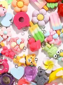 10/30/50pcs Random Resin Accessories Set (No Duplicate Style), Creative And Cute Cartoon DIY Decorations, Multiple Colors, Styles And Designs, The More Quantity The More Varied Styles, Can Be Used As Keychain, Necklace, Bracelet, Dust Plug And Other Pendant Decorations, Great Small Christmas Gift Ideas Bag Accessories Lanyards With Id Holder Car Accessories Bag Charms