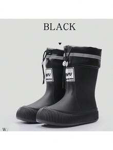 Women's Waterproof Drawstring Rain Boots, Fashion Mid-Calf Rain Shoes, Lightweight Non-Slip Thick Sole Rubber Boots, Suitable For All Seasons, Essential For Rainy Season, Exclusive For Women - Multicolor - View 21