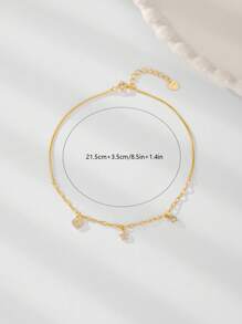 1 Stück 925 Sterling Silber süßer Stern Herz Dekor Fußkette, modisches Geburtstagsgeschenk & Alltagsträgerei