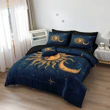 Blue Sun And Moon Comforter Set Queen 8 Pcs Bed In A Bag Galaxy Bedding Set Bohemian Gothic Comforter Set - Blue - View 2