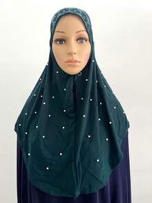 Amira Hijab With Beads Hot Drill Medium Size Islamic Scarf With Rhinestones Head Shawl Bonnet Abaya Accessories Women Veil - Multicolor - View 24