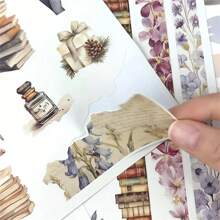 Vintage Floral Sticker Book - Quirky Paris Scenes, Eiffel Tower & Tea Party Designs, Self-Adhesive PET & Paper For Scrapbooks, Diaries, Journals, Scrapbook Accessories | Imaginative Designs | Self-Adhesive Stickers,School Supplies,Back To School