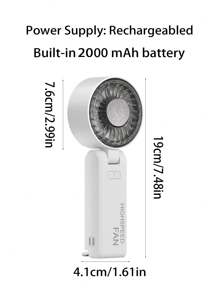 Mini ventilateur de refroidissement numérique portable, pack de glace de refroidissement à semi-conducteur, ventilateur de poche/bureau/cou 3 en 1, 100 vitesses, batterie 2000 mAh, flux d'air à large angle, protection multi-AI, adapté pour l'extérieur/intérieur/école, multi-fonction avec cordon