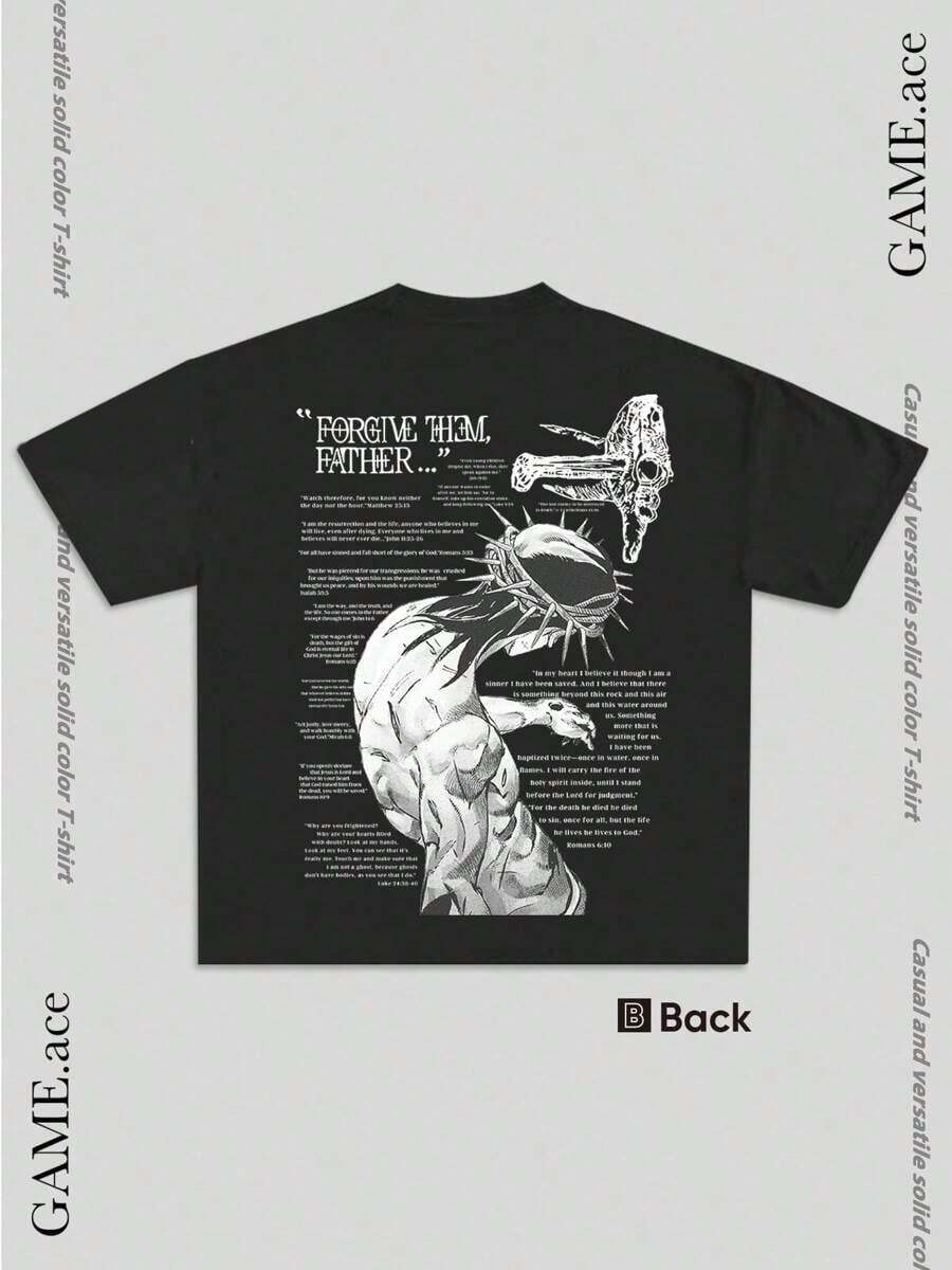 Y2K,Forgive Them,Father Bible Verses... 100% Cotton T-Shirts Feature A Youthful And Fashionable Design. They Come They Are Perfect For Casual Wear And Street Style. They Are Excellent Gifts For Friends And Family. @Hip-Hop Style T-Shirt Travel And Tourism Popular T-Shirts YMZCN TRADING LIMITED-7067-YMZCN TRADING LIMITED - 黑色 - 查看 1