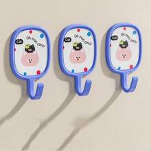 3pcs Dopamine Adhesive Hooks, Strong Load-Bearing, Adhesive Free, Suitable For Dorm, Bathroom, Kitchen, Wall, Plastic, Painless