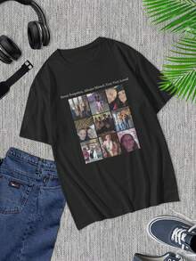 Camiseta con Foto Personalizada para Memorial - Camiseta con Collage de Fotos y Gráfico "Nunca Olvidado" - Regalo de Recuerdo Único para Hombres y Mujeres - Camiseta Negra de Manga Corta - Negro - Ver 1