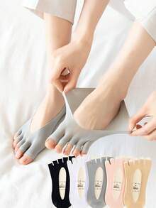 1 Pair Fashionable Daily Casual - Comfortable, Elegant, Charming, Minimalist, Breathable Moisture-Wicking Soft Fabric Open Toe Ankle Socks, Suitable For Spring/Summer/Autumn, For Valentine's Day & Mother's Day Gifts - Multicolor - View 3