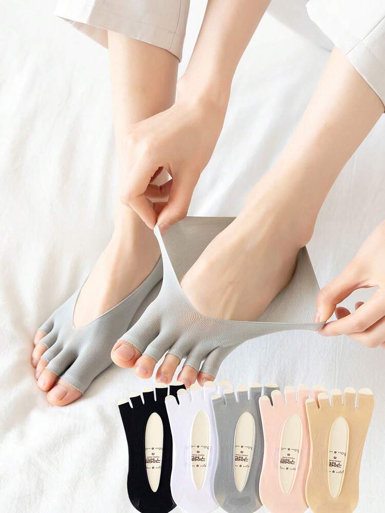 1/3/5 Pares de Meias para os Dedos da Moda, Confortáveis, Minimalistas, Sexy, Respiráveis, Adequadas para o Dia dos Namorados, Dia das Mães, Uso Diário, Primavera/Verão/Outono - Multicolorido - Visão 2