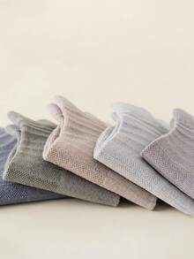 6 Pairs Men's Solid Color Socks With Moderately Elastic Openings, Absorbent & Breathable, Simple & Versatile Style Suitable For Work And Casual Occasions - Multicolor - View 7