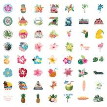 55PCS Tropical Stickers Beach Island Life Stickers Vinyl Aesthetics Stickers Scrapbook, Journaling, Laptop, Bumper, Skateboard, Water Bottles, Computer, Phone, Cartoon, Hard Hat, Car Stickers - Multicolor - View 4