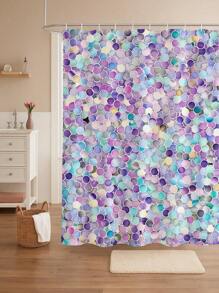 1pc Sparkling Multi-Colored Spheres Shower Curtain, Shimmering Iridescent Effect In Blue, Purple, Pink, And Silvery, Vibrant Cosmic And Underwater-Inspired Design, Includes 12 Hooks, Size 70.8x70.8 Inches Room Decor Bathroom Accessories Back To School