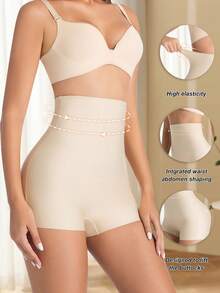 New Fashionable & Comfortable High Waist Shaping Seamless Tummy Control Panties, Butt Lifting Slimming Shorts For Women - Apricot - View 4