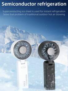 Mini ventilateur de refroidissement numérique portable, pack de glace de refroidissement à semi-conducteur, ventilateur de poche/bureau/cou 3 en 1, 100 vitesses, batterie 2000 mAh, flux d'air à large angle, protection multi-AI, adapté pour l'extérieur/intérieur/école, multi-fonction avec cordon