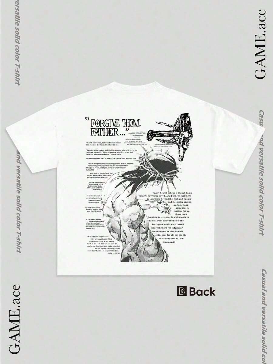 Y2K,Forgive Them,Father Bible Verses... 100% Cotton T-Shirts Feature A Youthful And Fashionable Design. They Come  They Are Perfect For Casual Wear And Street Style. They Are Excellent  Gifts For Friends And Family. @Hip-Hop Style T-Shirt Travel And Tourism Popular T-Shirts YMZCN TRADING LIMITED - White - View 1