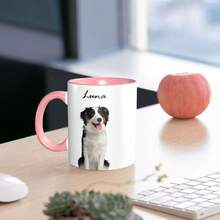 Customized Coffee Mug With Personalized Pet Portrait Design, "Dog Dad", "Dog Mom", Name Customization, Great Gift For Dog Lovers, Suitable For Family Dog Photos, 11oz, 15oz, Reusable - Multicolor - View 11