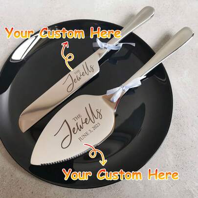 Personalisierter Hochzeitstorten-Set, individuell graviertes Silber Torte/Gebäck Schneideset, Jubiläum Einweihungsgeschenk für Paar, Messer Hochzeitsgeschenk Jubiläumsgeschenk Mr Mrs, Ewige Liebe, minimalistisch