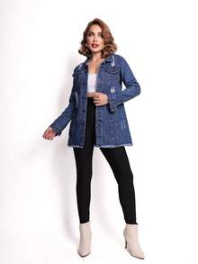 MAX JEANS JACKET WITHOUT RIPPING/ This MAX Has No Elasticity And The Fabric Is 100% Cotton - Rửa tối - Xem 4