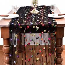 1pc Corredor de mesa floral de renda bordada, Corredor de mesa de flores coloridas, Toalha de mesa de renda vintage, Adequado para casamento, festa, feriado, piquenique, cozinha, mesa de jantar, decoração de casa