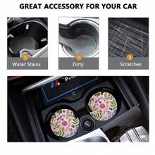2 pièces de dessous de verre à motif floral pour voiture, tapis de coupe de voiture élégant et durable, séchage rapide et antidérapant