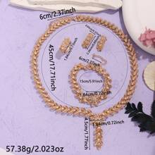 Set de joyería de 4 piezas de espiga de trigo con cristales para mujer, estilo clásico de verano, compuesto por 1 collar + 1 pulsera + 1 anillo abierto + 1 pendientes, hecho de aleación de zinc con cristales, con un estilo lujoso y elegante, sexy y encantador, apto para uso diario, vacaciones, fiestas, Navidad, Acción de Gracias, bodas, cumpleaños, regalos de aniversario