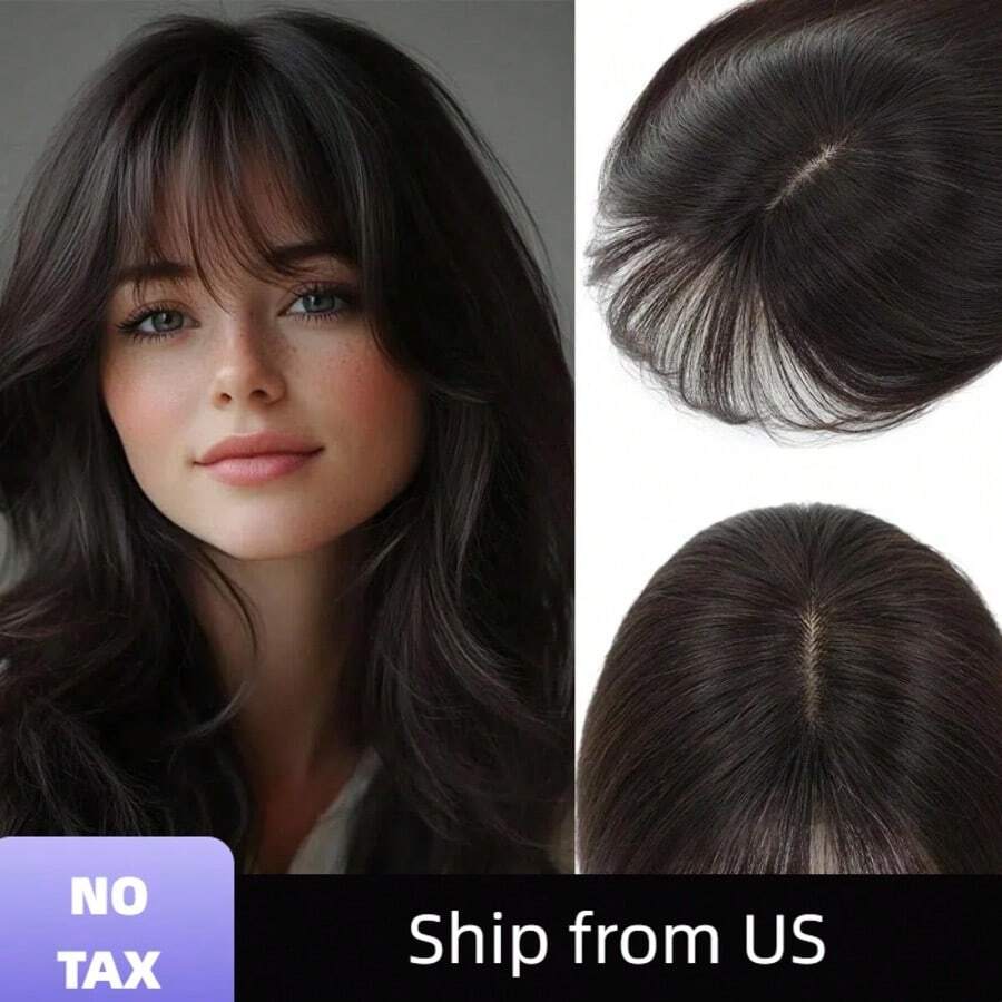Human Hair Toppers With Clips Hair Toppers For Women Natural Włosy For Thin Hair One Piece Toppers 5x9cm Base - Natural Black - 查看 1