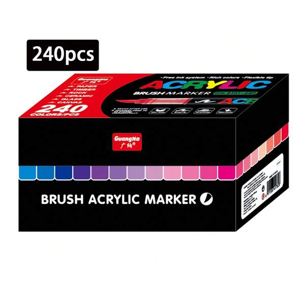 240 Colors Paint Markers Paint Pens, Acrylic Paint Pens For Artists Adults Coloring Drawing - Extra Brush Tip For Rock Painting, Wood, Canvas, DIY Crafts Making Art Supplies,School Supplies,Back To School