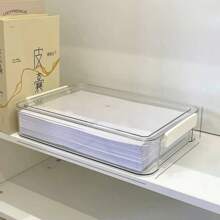 1 pieza Caja de almacenamiento de documentos transparente, impermeable y a prueba de polvo, organizador de archivos doméstico multifuncional, organizador de escritorio ahorra espacio para documentos importantes, certificados, papeles, licencias comerciales, adecuado para el hogar, la oficina, el dormitorio y la sala de estudio