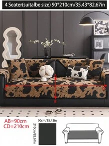 1pc Versatile Sofa Cover, Modern Minimalist Anti-Skid Sofa Cushion Cover, Dust-Proof & Washable, Brown Fashion Soft Non-Fading Fur Pet Friendly Protector For Living Room, Bedroom, Office, Adjustable For Corner Sofa, L-Shaped Sofa & 1-4 Seater Sofa