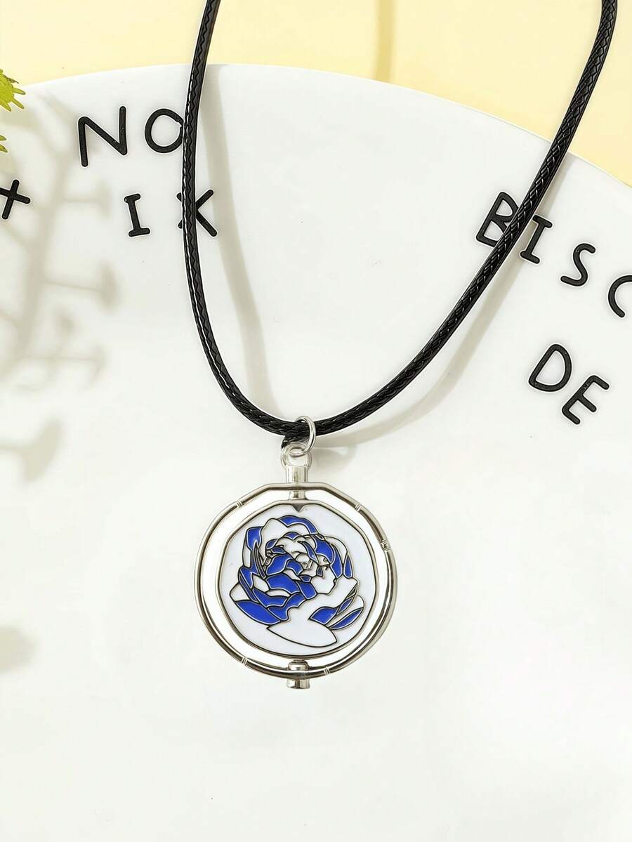 1 pieza Collar de Jinx Arcane de rosa azul giratoria, accesorio de cosplay del personaje del juego, regalo para fans - Collar - Ver 1