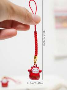 1pc Japanese Lucky Cat Keychain - Cute Maneki Neko Bell Charm, Perfect For Bags, Phones, And Keys, Adorable Lucky Cat Pendant With Omamori Charm For Prosperity And Protection
