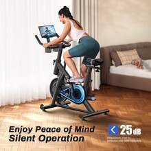 MERACH Exercise Bike With LCD Display, Stationary Bike With Exclusive App For Customized Exercise Plans, Quiet Indoor Cycling Bike Exercise Equipment For Home Gym Use, 300lbs Weight Capacity - Friction-black - View 4