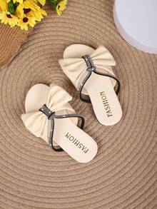 2025 Spring & Summer Children Casual Fashion Bowknot Rhinestone Versatile Sandals, Kids Outdoor Beach Slippers