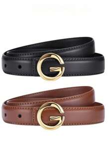 1/2 قطعة حزام متعدد الاستخدامات عصري للنساء، حزام أسود كوري لفساتين النساء وجينز، حزام ديكوري رفيع مناسب للجينز