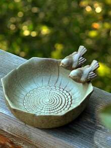 1pc Garden Bird Feeder, Bird Bath Bowl, Bird Bath Basin, Container Rack, Ceramic Fruit Plate, Bird Feeder, Aquarium