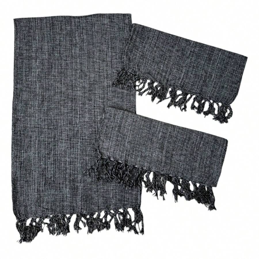Runner Rug Set 3 Pieces Loom 100% Cotton Promotion - Dark Grey - View 1