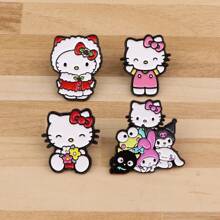 Sanrio Set de 4 piezas de pines esmaltados lindos, insignias para solapa, broches para mochilas, mujeres, ropa, regalo, joyería, accesorios de moda