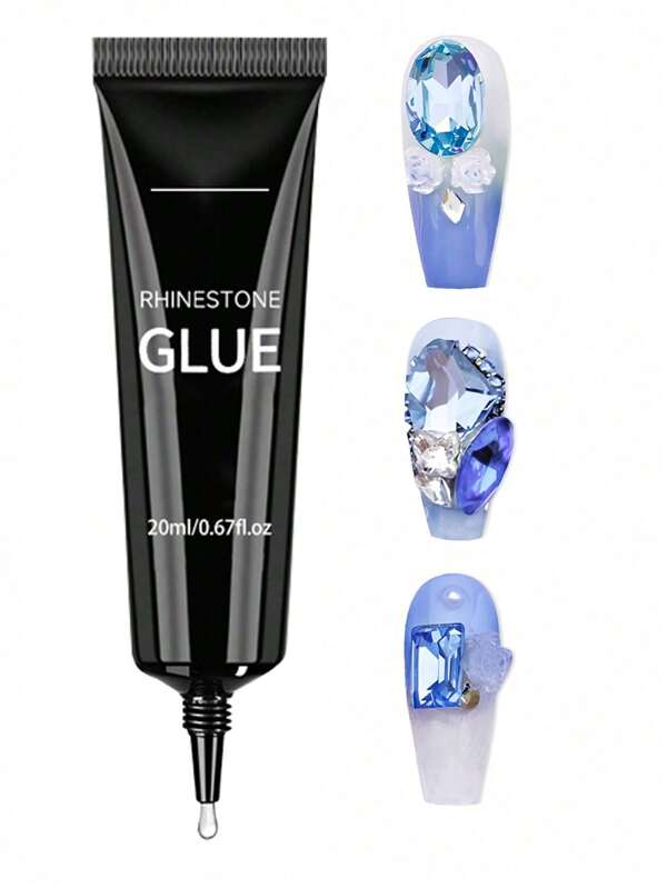 GLOZ 20ML Nagelrhinestone Kleber für Nägel, Super starker Gel-Nagelkleber für 3D-Nägel, Nagelschmuck, Nageldekoration mit Edelsteinen, Diamanten, UV/LED-Aushärtung, Schönheitsgeschenk