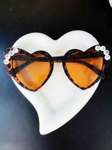 1 PC Personalized Name Sunglasses, Custom Sunglasses For Woman, Heart Shaped Sunglasses Personalized Name Glasses, Bridesmaid Glasses, Newlyweds Glasses, Bridal Sunglasses, Wedding Glasses - Random Colored Letters - View 10